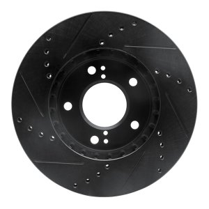 Hyundai XG350 Brake Rotor (1) - Front Right - R1 Concepts - Drilled & Slotted - Black - `01-`03